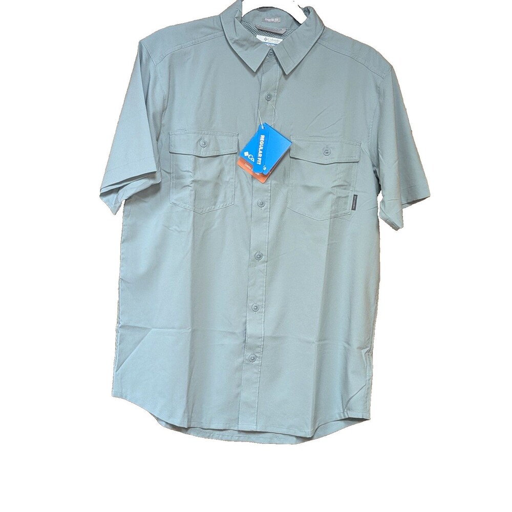 Columbia Shirt Men's Sm Blue Omni-Wick Omni-Shade 40 UPF Short Sleeve Fishing